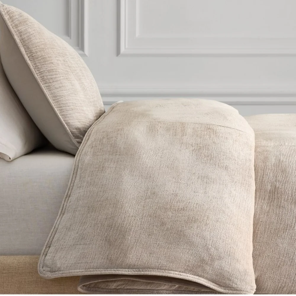 West Elm Luxurious Taupe Chenille King Duvet Cover, 108